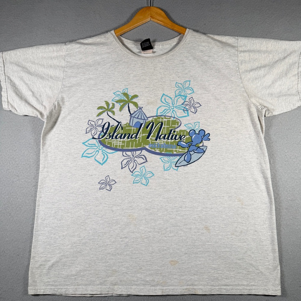 Mickey Unlimited Jerry Leigh Island Native Mickey Mouse Surfing T-Shirt Grey 2XL